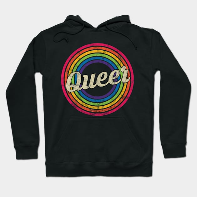 Queer - Retro Rainbow Faded-Style Hoodie by MaydenArt